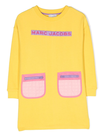 Marc Jacobs Kids' Cotton Jersey Logo Dress In Yellow