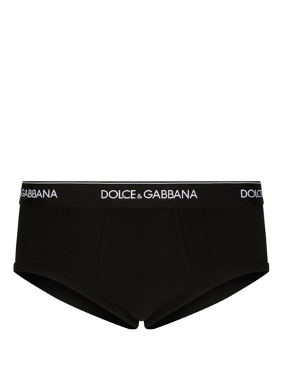 Dolce & Gabbana Logo-waistband Cotton Boxers In Black