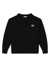Dolce & Gabbana Logo-plaque Virgin-wool Sweatshirt In Black