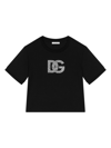 Dolce & Gabbana Embellished Logo Cotton Jersey T-shirt In Black