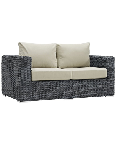 Modway Summon Outdoor Patio Sunbrella Loveseat In Beige