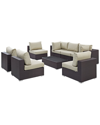 Modway Convene 8-piece Outdoor Patio Sectional Set In Brown