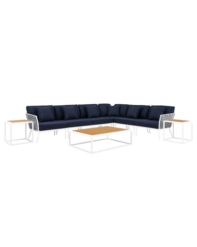 Modway Stance 9-piece Outdoor Patio Sectional Sofa Set In White