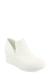 Journee Collection Collection Women's Cardi Wide Width Sneaker Wedge In White