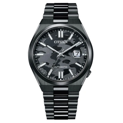 Pre-owned Citizen Nj0155-87e Automatic Black Camouflage Sapphire Stainless Steel Bracelet