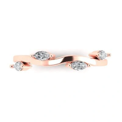 Pre-owned Pucci .4ct Marquise Wedding Bridal Infinity Band 14k Rose Gold Simulated Diamond In White/colorless