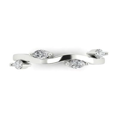 Pre-owned Pucci .4ct Marquise Wedding Bridal Infinity Band 14k White Gold Simulated Diamond In White/colorless