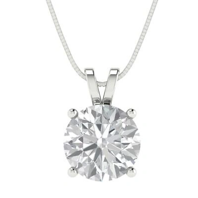 Pre-owned Pucci 3.0 Ct Round Classic Pendant 18" Chain 14k White Gold Lab Created White Sapphire