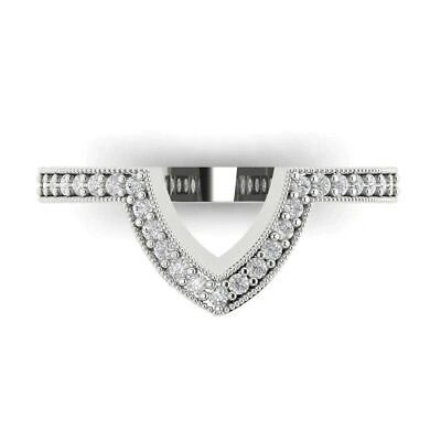 Pre-owned Pucci 0.37ct Round Chevron Wedding Bridal Band 14k White Gold Simulated Diamond In White/colorless