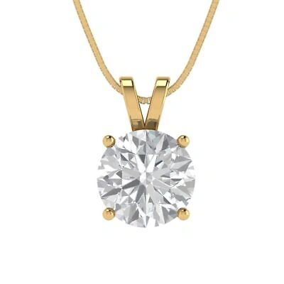 Pre-owned Pucci 2.50ct Round Cut 14k Yellow Gold Simulated Diamond Solitaire Pendant 16" Chain
