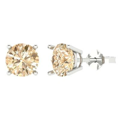 Pre-owned Pucci 3 Round Solitaire Classic Stud Real Morganite Earrings 14k White Gold Push Back In D