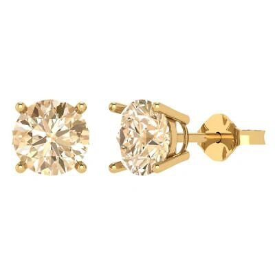 Pre-owned Pucci 3.0ct Round Solitaire Classic Stud Morganite Earrings 14k Yellow Gold Push Back In D