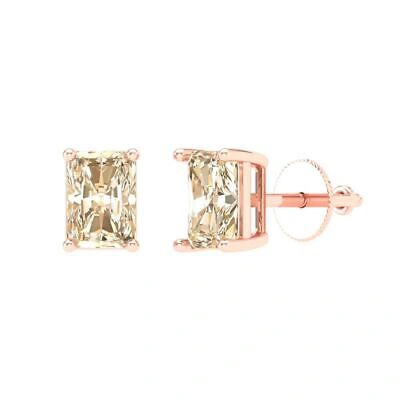 Pre-owned Pucci 2.0 Ct Emerald Real Morganite Classic Stud Earrings 14k Pink Gold Screw Back