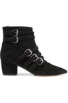 TABITHA SIMMONS CHRISTY BUCKLED SUEDE ANKLE BOOTS