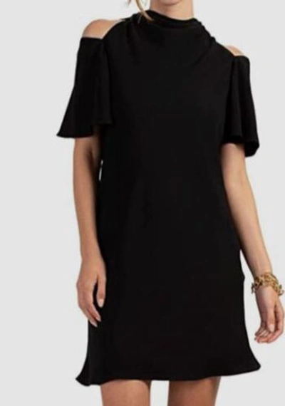 Pre-owned Trina Turk $298  Women's Black Talia Cold Shoulder Dress Size 10