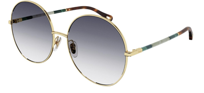 Pre-owned Chloé Ch0112s Gold/blue Shaded (001) Sunglasses