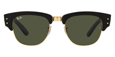 Pre-owned Ray Ban Ray-ban Mega Clubmaster Rb0316s Sunglasses Black On Gold Green 53mm