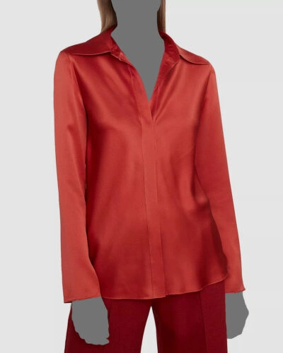 Pre-owned Vince $395  Women's Red Bias Cut Button-up Silk Blouse Top Size Xs
