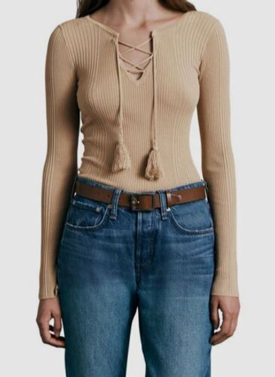 Pre-owned Rag & Bone $296  Women Brown Lace-up Rib Blouse Top S