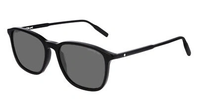 Pre-owned Montblanc Mb0082s Sunglasses Men Black Gray Rectangle 53mm 100% Authentic