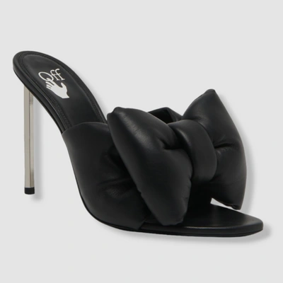 Pre-owned Off-white $1145  Women's Black Allen Bow Mule Heel Sandals Shoes Size Eu 36/us 6
