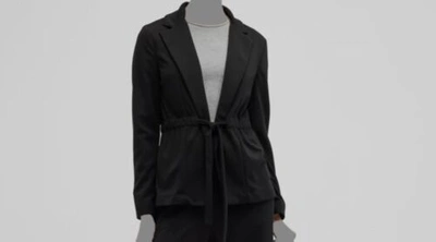 Pre-owned Max Mara $450  Women's Black Aquila Drawstring Jersey Jacket Size M