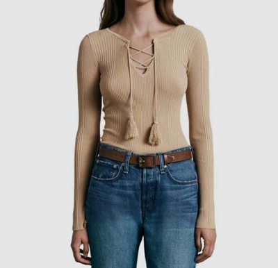 Pre-owned Rag & Bone $295  Women's Beige Lace-up Rib Blouse Top Size M