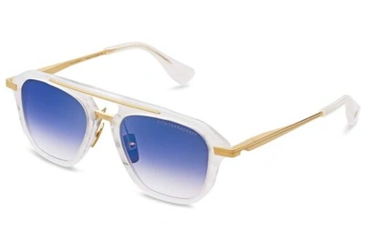 Pre-owned Dita Terracraft Dts416 -a-02 White Swirl Yellow Gold Blue Flash Lens Sunglasses