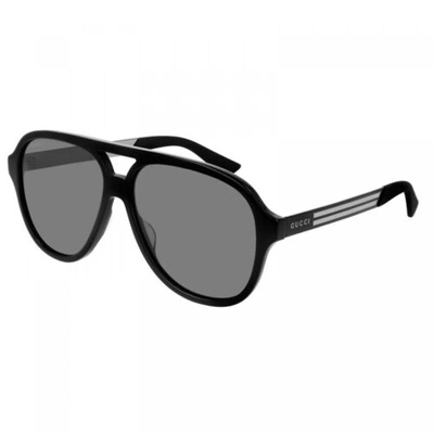 Pre-owned Gucci Gg0688s 001 Black/grey 59-14-145 Sunglasses Authentic In Gray