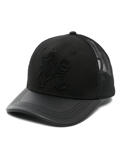 Palm Angels Pa Monogram Trucker Hat In Black