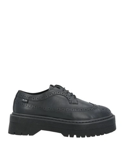 Armani Exchange Woman Lace-up Shoes Black Size 10.5 Bovine Leather