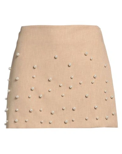 Vicolo Woman Mini Skirt Beige Size Xs Acetate, Viscose