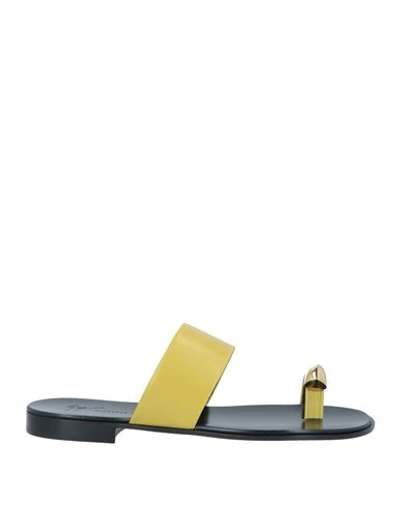 Giuseppe Zanotti Man Toe Strap Sandals Yellow Size 15 Soft Leather
