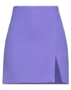 Msgm Woman Mini Skirt Purple Size 2 Virgin Wool, Polyamide