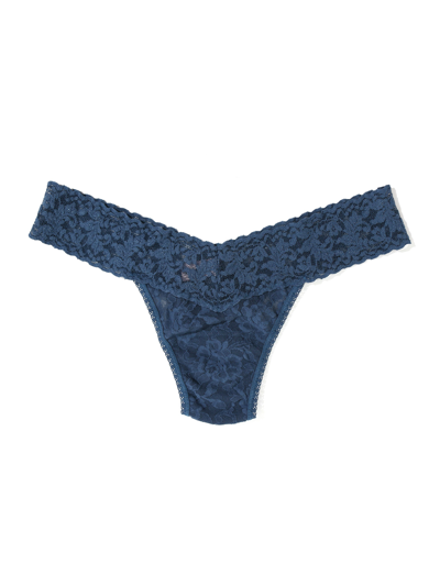 Hanky Panky Signature Lace Low Rise Thong Deep Waters Blue In Multicolor