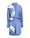 Msgm Woman Short Dress Blue Size 6 Cotton