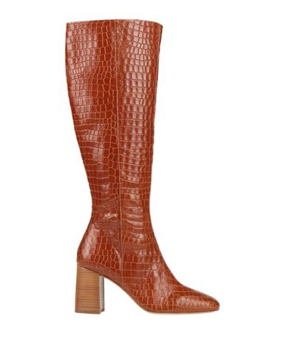 Anaki Woman Knee Boots Tan Size 10 Soft Leather In Brown