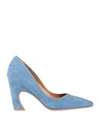 Chloé Woman Pumps Azure Size 6 Soft Leather In Blue