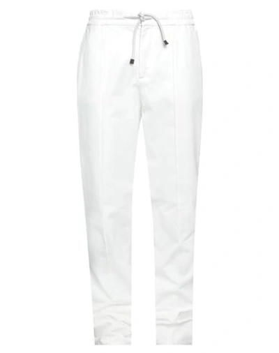 Brunello Cucinelli Man Pants White Size 40 Cotton In Multicolor