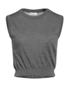 Brunello Cucinelli Woman Top Lead Size 3xl Cashmere, Silk In Grey