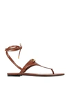 Valentino Garavani Woman Toe Strap Sandals Brown Size 10 Soft Leather In Brown