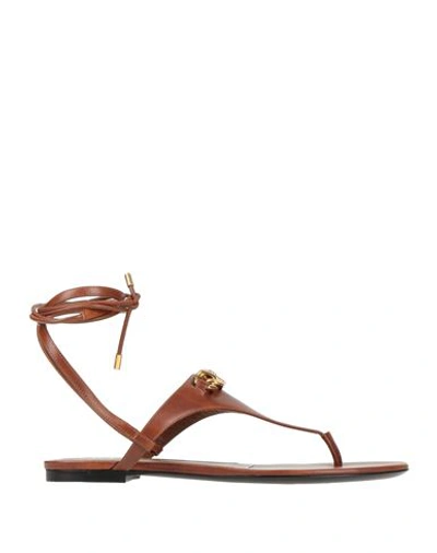 Valentino Garavani Woman Toe Strap Sandals Brown Size 10 Soft Leather