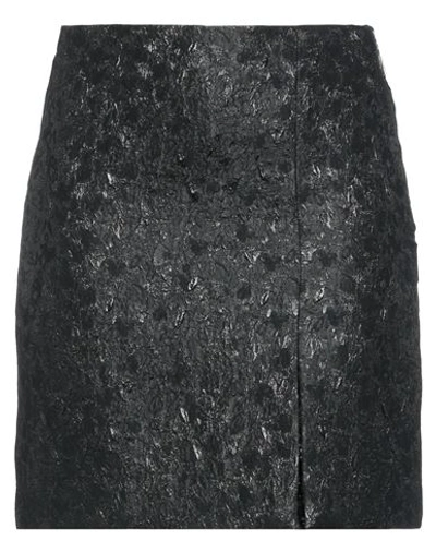 Msgm Woman Mini Skirt Black Size 4 Polyester, Cotton, Polyamide, Metallic Fiber