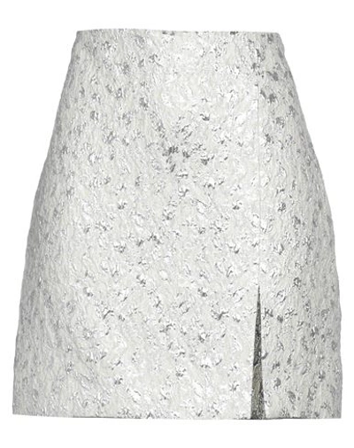 Msgm Woman Mini Skirt White Size 8 Polyester, Cotton, Polyamide, Metallic Fiber In White