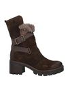 Paola Ferri Woman Ankle Boots Dark Brown Size 10 Soft Leather, Shearling