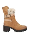 Paola Ferri Woman Ankle Boots Sand Size 8 Leather, Shearling In Beige