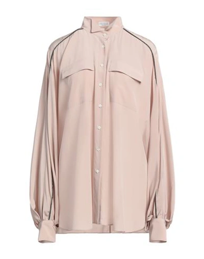 Brunello Cucinelli Woman Shirt Light Pink Size M Silk, Ecobrass