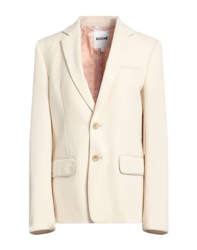 Koché Woman Blazer Ivory Size S Polyester, Virgin Wool, Elastane, Silk In White