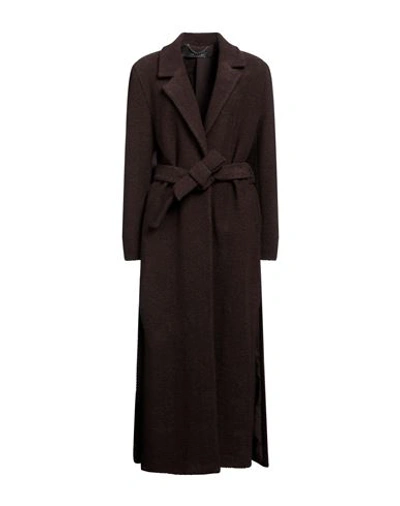 Federica Tosi Woman Coat Dark Brown Size 6 Virgin Wool, Polyamide