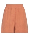 Brunello Cucinelli Woman Shorts & Bermuda Shorts Apricot Size 10 Cotton, Ecobrass In Orange